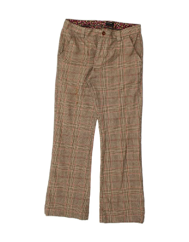 Casual Elegance ENERGIE Mens Bootcut Chino Trousers W34 L32 Brown Check Cotton