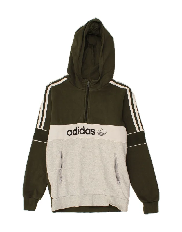 All-Day Comfort ADIDAS Boys Zip Neck Graphic Hoodie Jumper 13-14 Years Green Colourblock All-Day Comfort ADIDAS Boys Zip Neck Graphic Hoodie Jumper 13-14 Years Green Colourblock