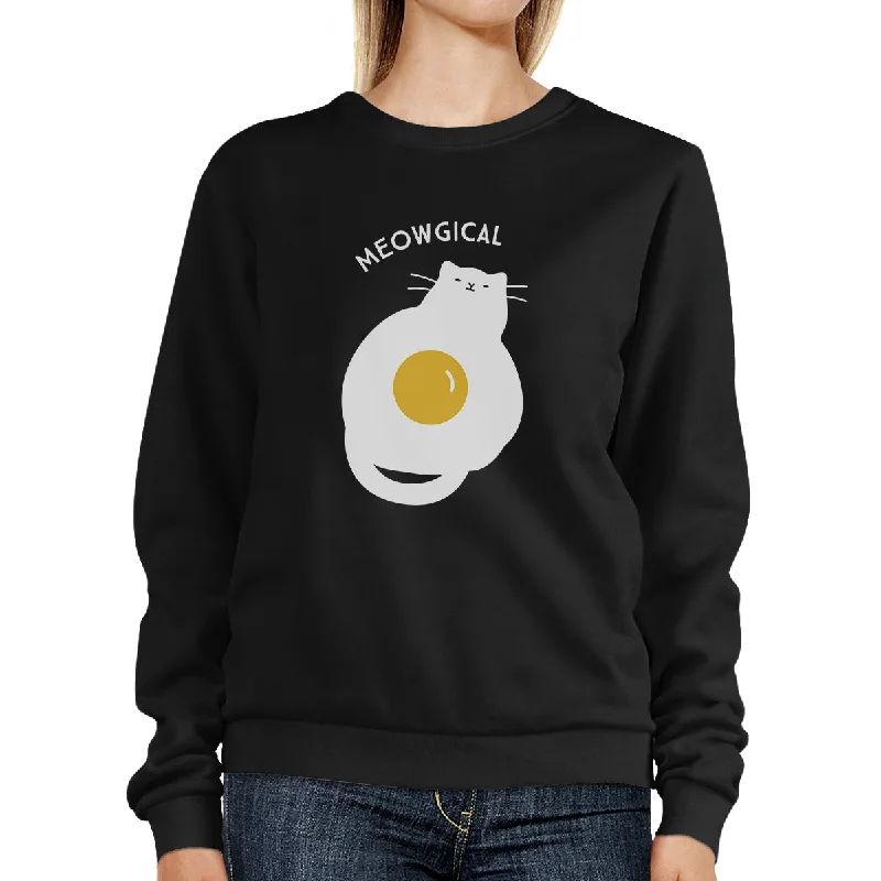 Lounge Wear Meowgical Cat And Fried Egg Black Sweatshirt