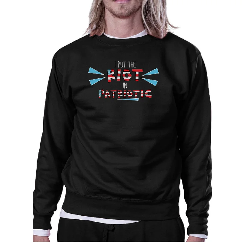 Cozy Fit Wear I Put The Riot In Patriotic Unisex Black Crewneck Sweatshirt Gifts