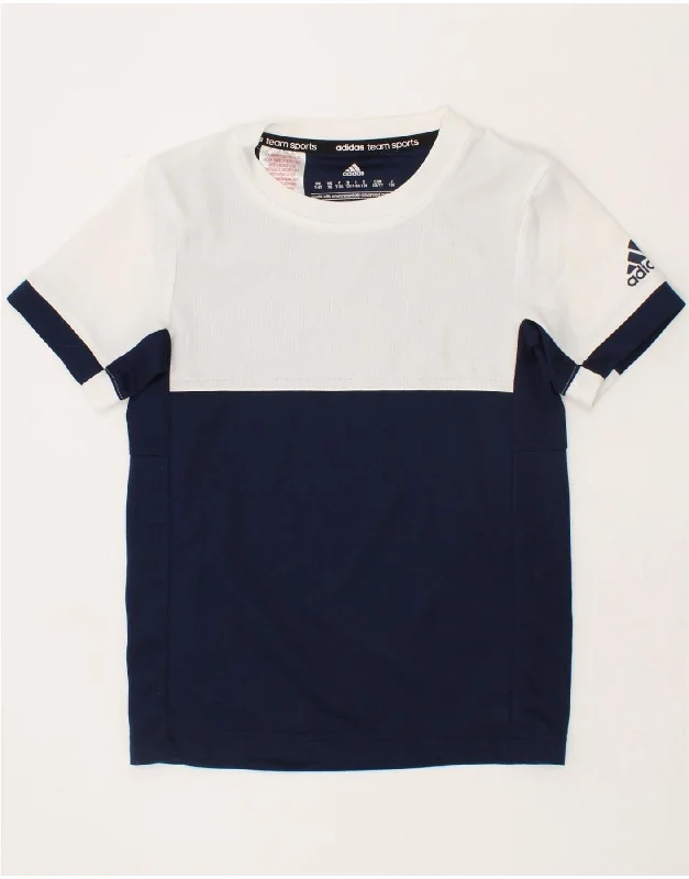 Must-have For Autumn And Winter ADIDAS Boys T-Shirt Top 7-8 Years Navy Blue Colourblock