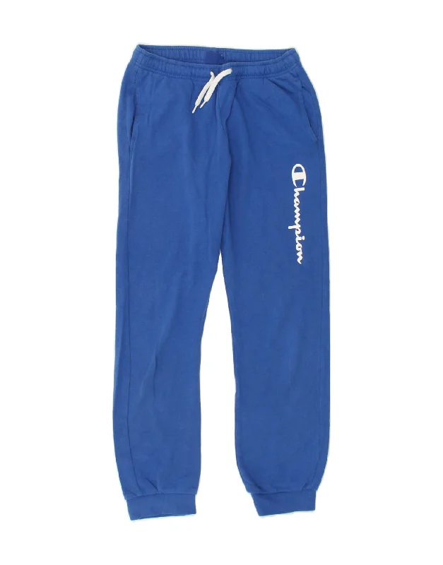 Trends CHAMPION Boys Graphic Tracksuit Trousers Joggers 11-12 Years Large Blue