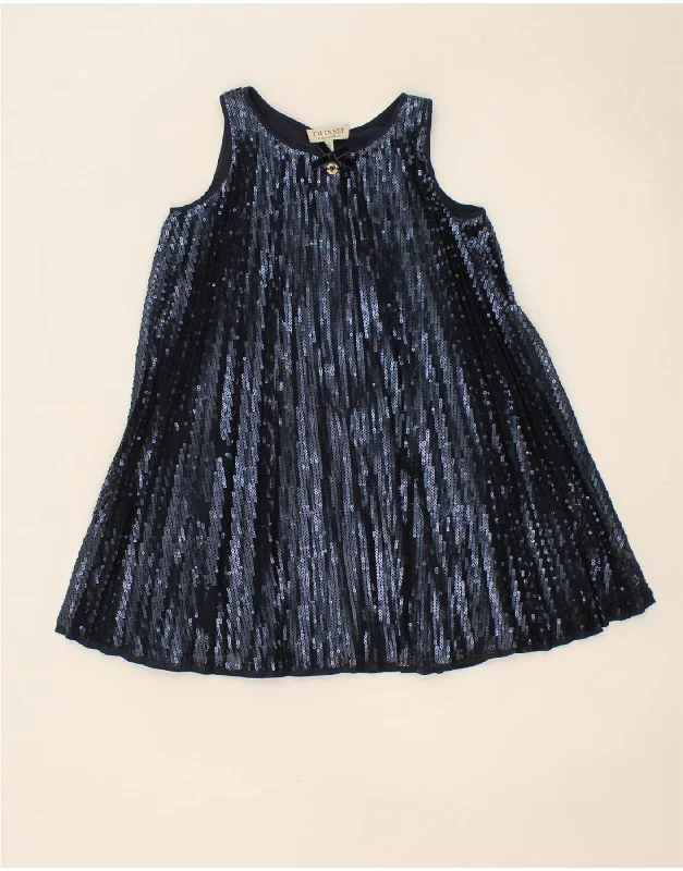 Celebrity Style TWIN-SET Girls Sleeveless A-Line Dress 7-8 Years Navy Blue Polyester