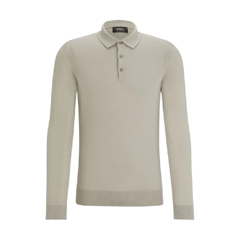 Elegant Style Polo-collar sweater in wool, silk and cashmere