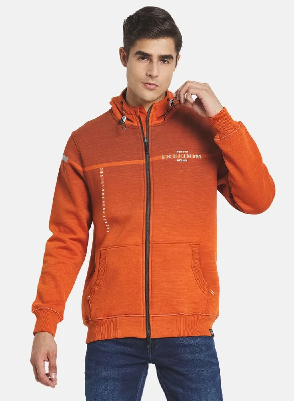 Soft Looks Men Orange Solid Sweatshirt