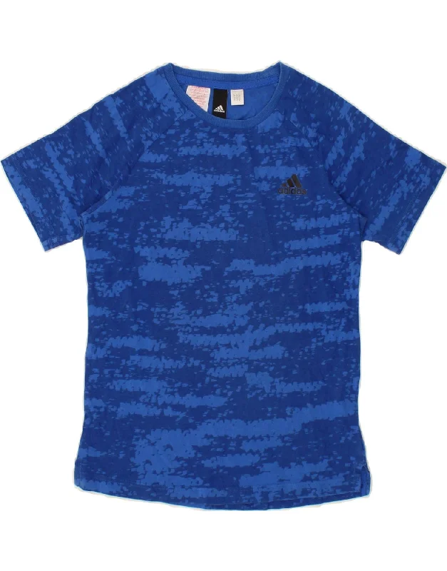 British Style ADIDAS Boys T-Shirt Top 8-9 Years Blue Striped
