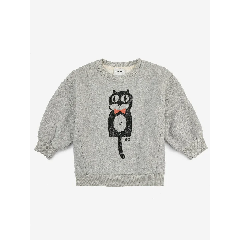 Cozy Chic Wear Bobo Choses Cat O'clock Grey Melange Sweatshirt