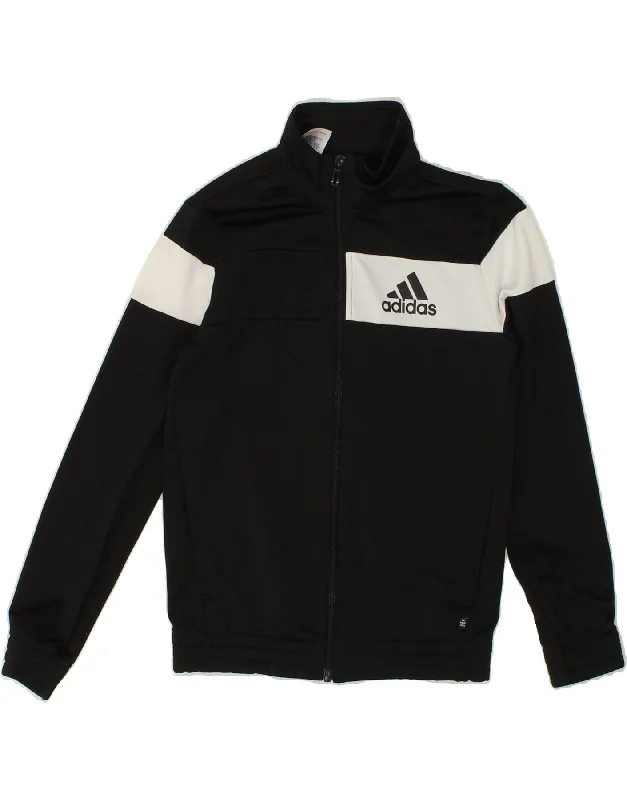 Exquisite Embroidery ADIDAS Boys Tracksuit Top Jacket 9-10 Years Black Colourblock Polyester Exquisite Embroidery ADIDAS Boys Tracksuit Top Jacket 9-10 Years Black Colourblock Polyester