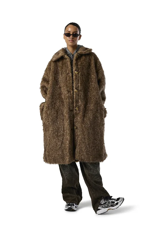 Relaxed Chic Donnie Faux Fur Longline Coat