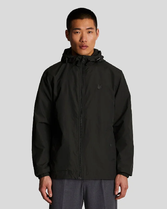 Trendy Looks Tonal Eagle Zip Through Hooded Jacket