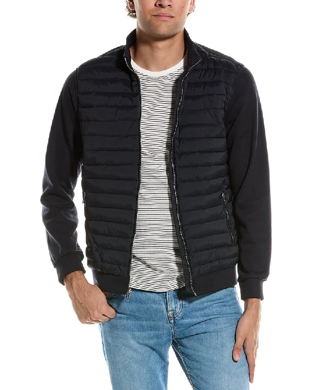 Soft Touch Tahari Quilted Mix Zip-Up Mock Neck Jacket