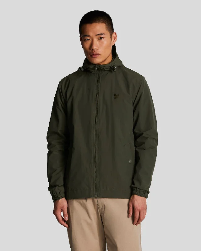 Relaxed Fashion Tonal Eagle Zip Through Hooded Jacket