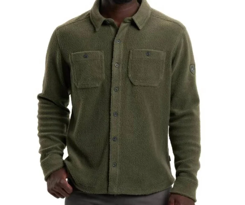 Cozy Outfit Nomad Fleece Overshirt In Olive