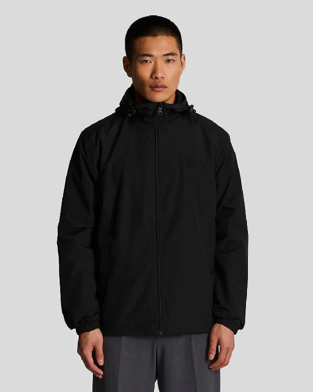 Soft Layers Tonal Eagle Zip Through Hooded Jacket