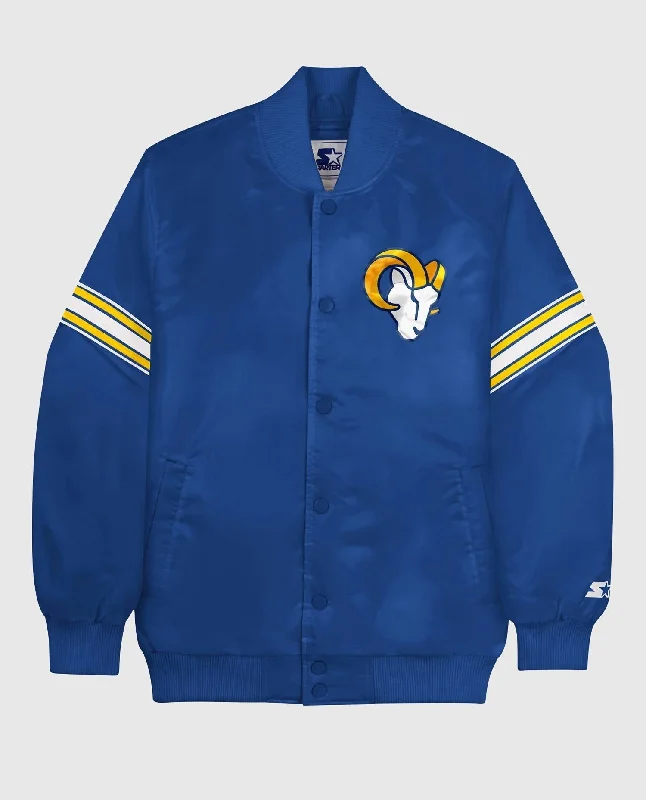 Comfy Dress Men's Los Angeles Rams Satin Full Snap Jacket In Blue