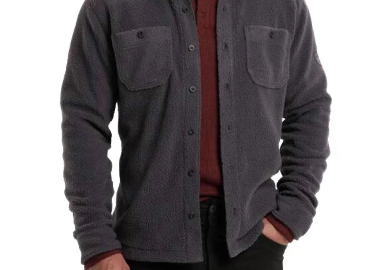 Simple Comfort Nomad Fleece Overshirt In Carbon