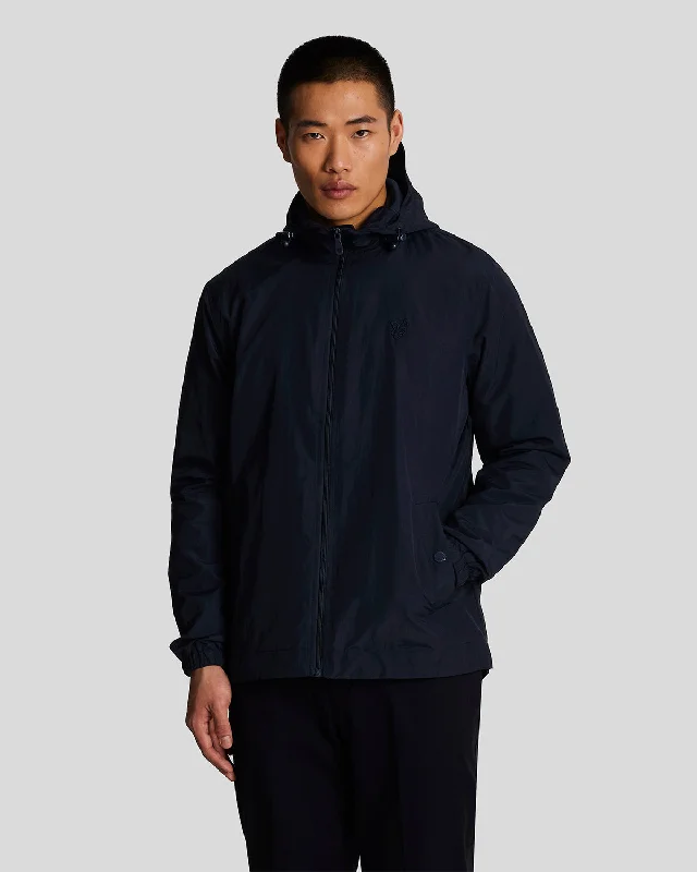 Warm Wear Tonal Eagle Zip Through Hooded Jacket