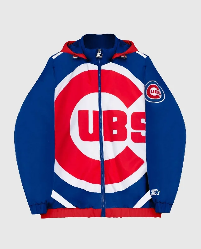 Light Fit Men's Chicago Cubs Hooded Nylon Full Zip Jacket In Blue