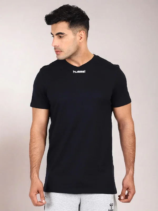 Mid-length Style Asser Men Cotton Black T-Shirt
