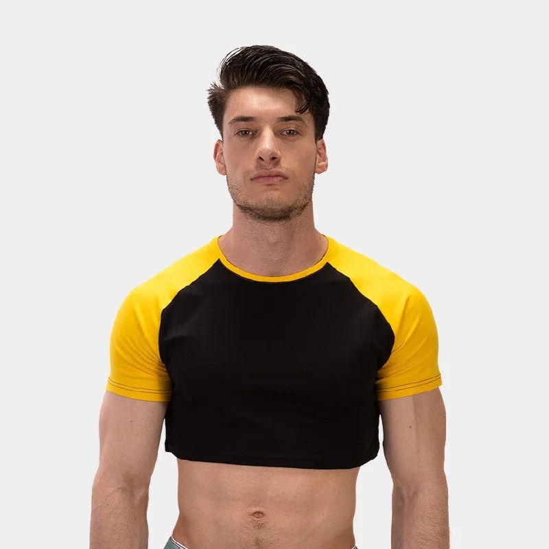 Hooded design Barcode Berlin Alva crop top black/yellow