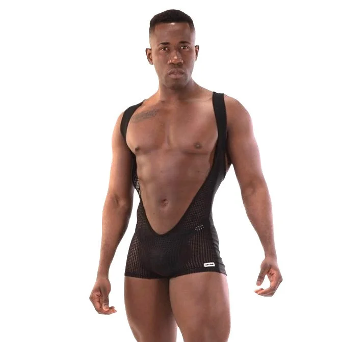 Light Fit Barcode Berlin Sanke mesh singlet black