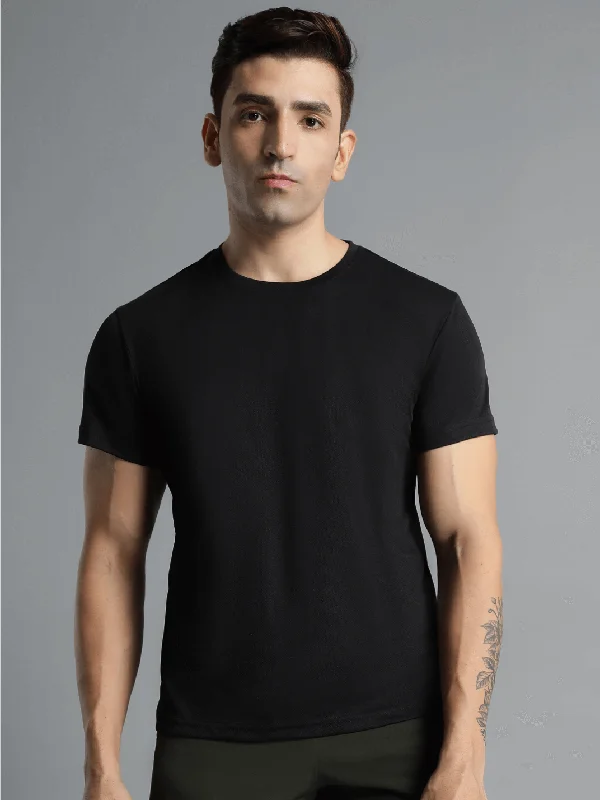 Fashionable In The Times Budoc Round Neck Half Sleeve Solid Regular fit Polyester T-shirt for Men Comfortable Breathable Fabric Stretchable for Everyday Use Ideal for Yoga Training Gym Running or Performance