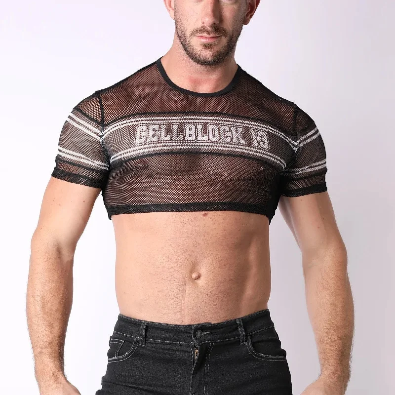 Classic Retro Cellblock 13 Challenger mesh crop top black