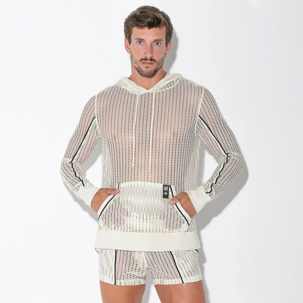 Comfortable Jeans Code 22 Crochet hoodie 9626 off-white