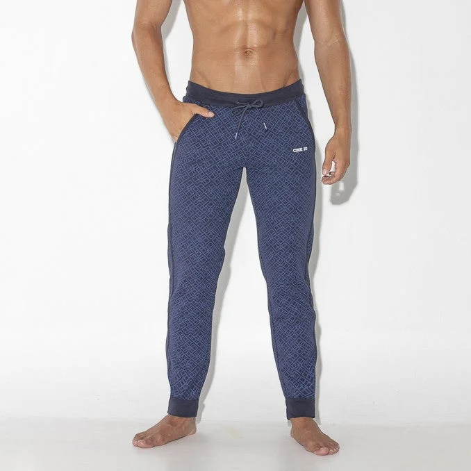 Weekend Comfort Wear Code 22 Geometric slim-fit cotton jogger 9812 navy blue