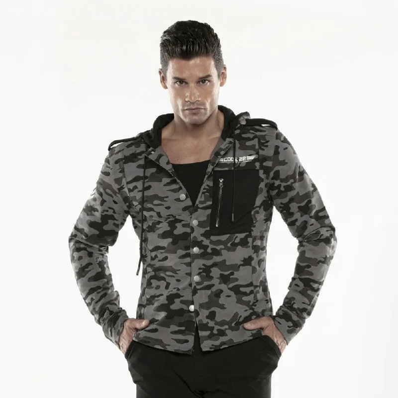 Relaxed Looks Code 22 hooded shirt jacket 9714 camouflage grey