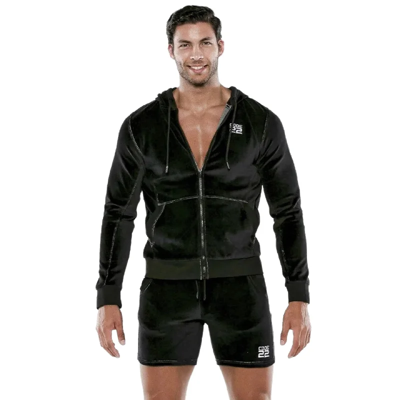 Easy Chic Wear Code 22 Plush Velvet hoodie 9918 black