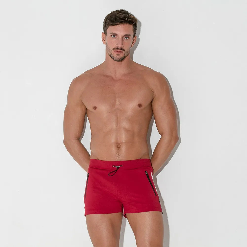 Single-shoulder Neck Design Code 22 Rush 2" mini short w/zipper pockets 9924 red