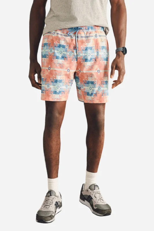 High Street Fashion Faherty Doug Good Feather Shorelite Active Shorts 7" Inseam in Water Color Star Nation