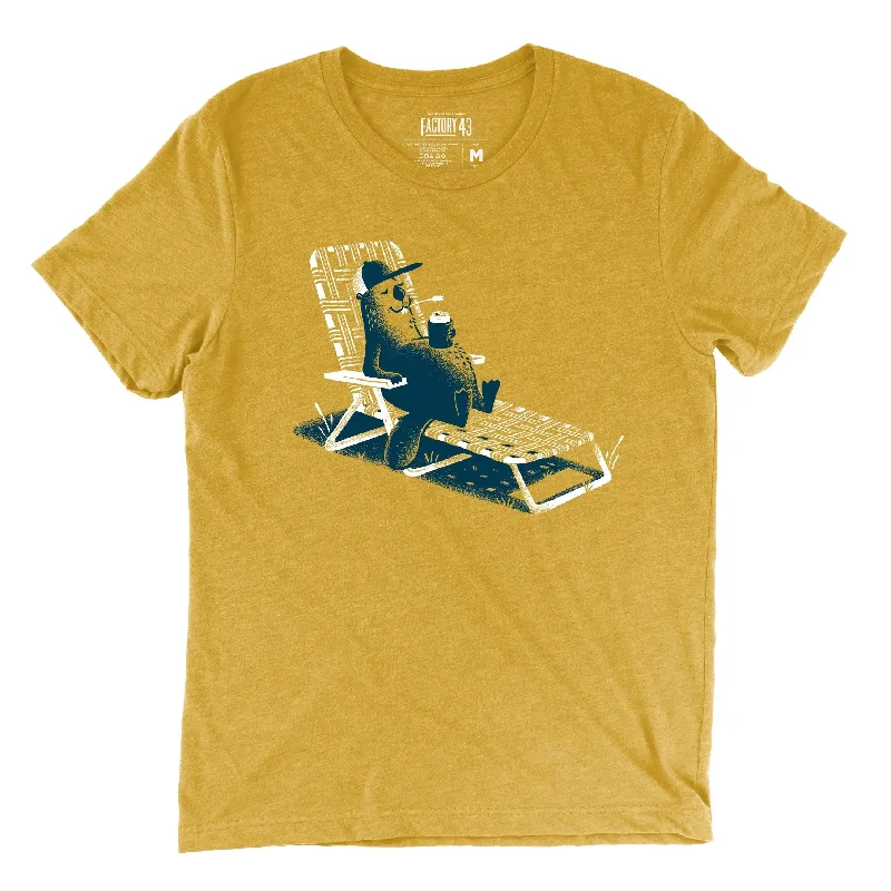 Short Design Factory 43 Un-busy Beaver slim fit t-shirt mustard yellow