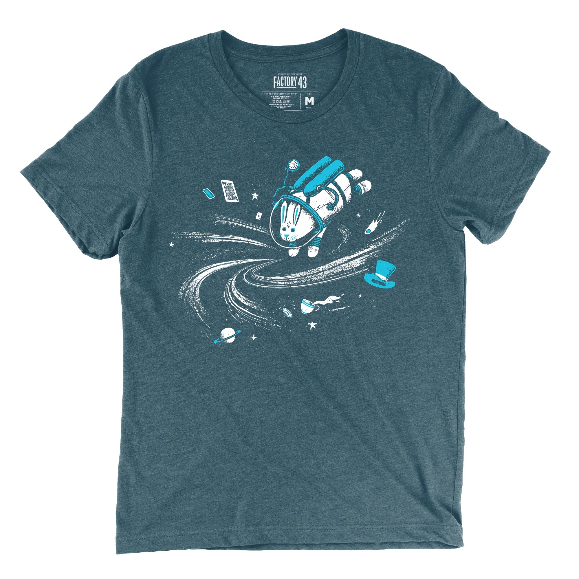 Simple Looks Factory 43 White Rabbit/Black hole slim fit t-shirt indigo