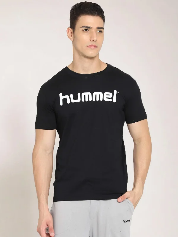 Soft Wearables Go Cotton Logo Round Neck Cotton Rich Half Sleeve Solid Regular fit Cottonpoly T-shirt for Men Comfortable soft Breathable Fabric Stretchable for Everyday Use Ideal for Casualwear