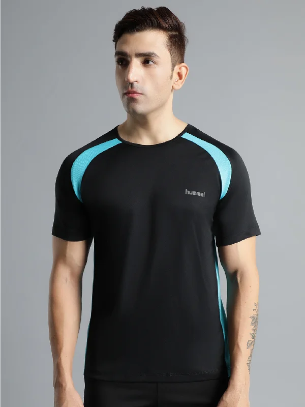 Slightly Flared Design Calin Round Neck Half Sleeve Solid Regular fit Polyester T-shirt for Men Comfortable Breathable Fabric Stretchable for Everyday Use Ideal for Yoga Training Gym Running or Performance