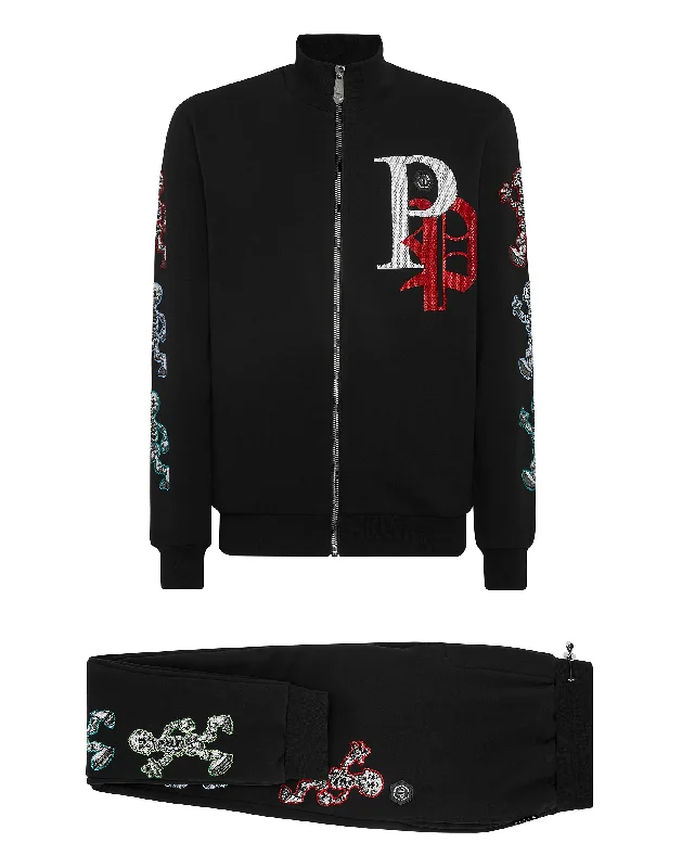 Stretch Design Jogging Set: Hoodie/Trousers Skeleton