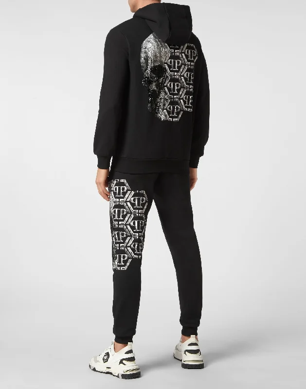 Sports Design Jogging Tracksuit: Hoodie/Trousers Skull and Plein