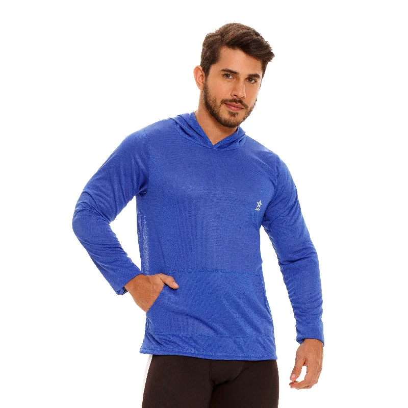 Versatile Comfort Wear JOR Cross hooded sports mesh pullover blue