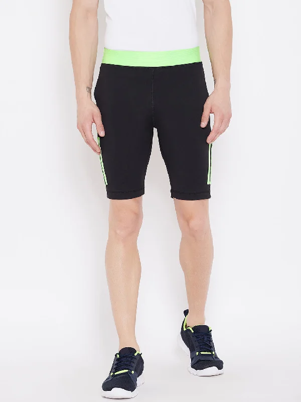 Retro Design JUMP USA Black Solid Regular Fit Sports Shorts for Men