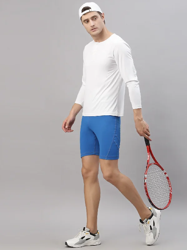 Relaxed Fits JUMP USA Men Algier Blue Rapid Dry-Fit Solid Training Short Tights