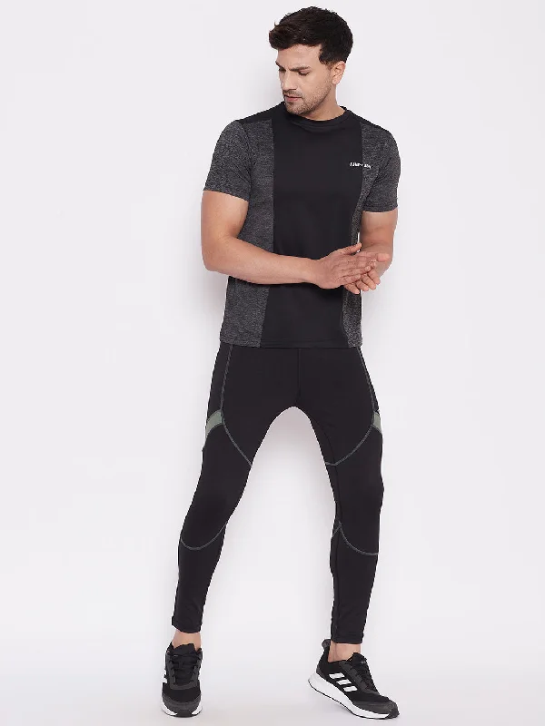 Chic Outfits JUMP USA Men Black Solid Rapid Dry Activewear Tights