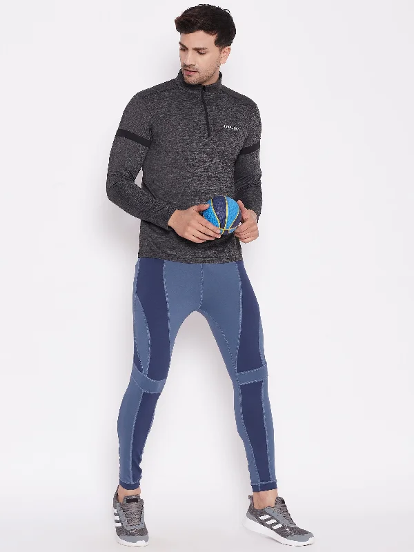 Comfy Chic JUMP USA Men Blue Solid Rapid Dry Activewear Tights