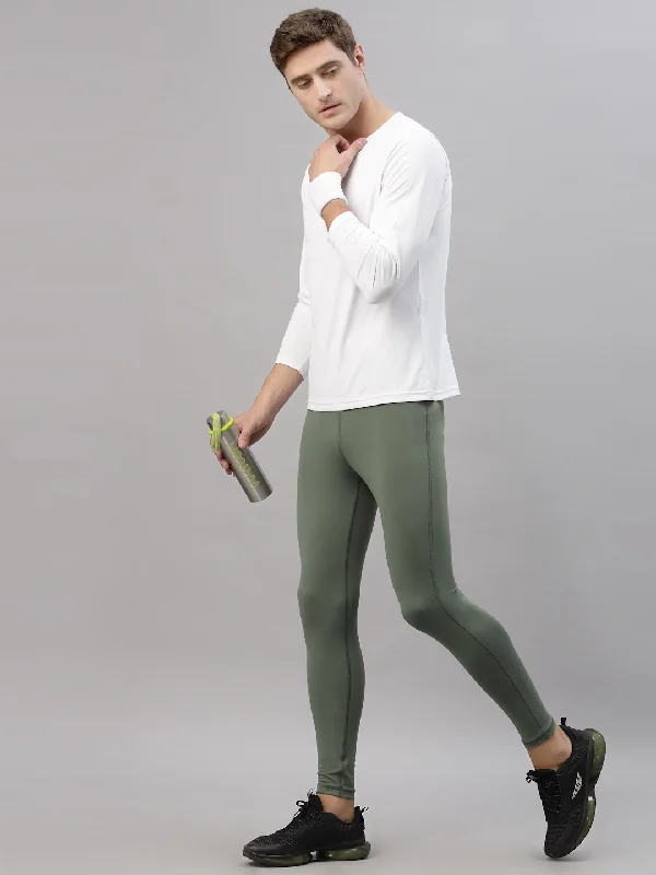 Minimal Style JUMP USA Men Duck Green Rapid Dry-Fit Solid Training Tights