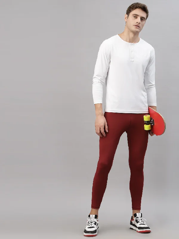 Ultra-lightweight JUMP USA Men Maroon Rapid Dry-Fit Solid Training Tights