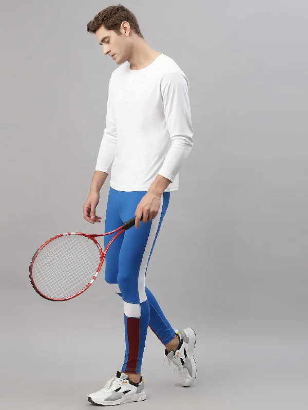 Elegant Dressing JUMP USA Men White Henley Neck Long Sleeves T-Shirt