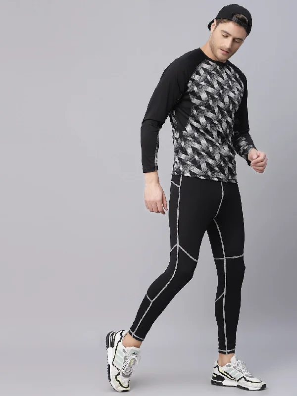 Elegant Style JUMP USA Men's Black Yoga Seamless Round Neck T-Shirt