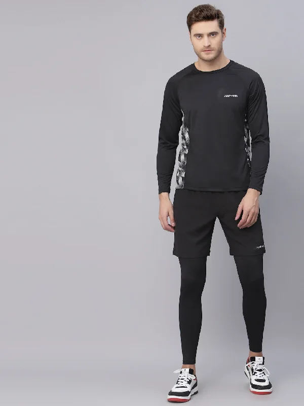 Customized Version JUMP USA Men's Black Yoga Seamless Round Neck T-Shirt