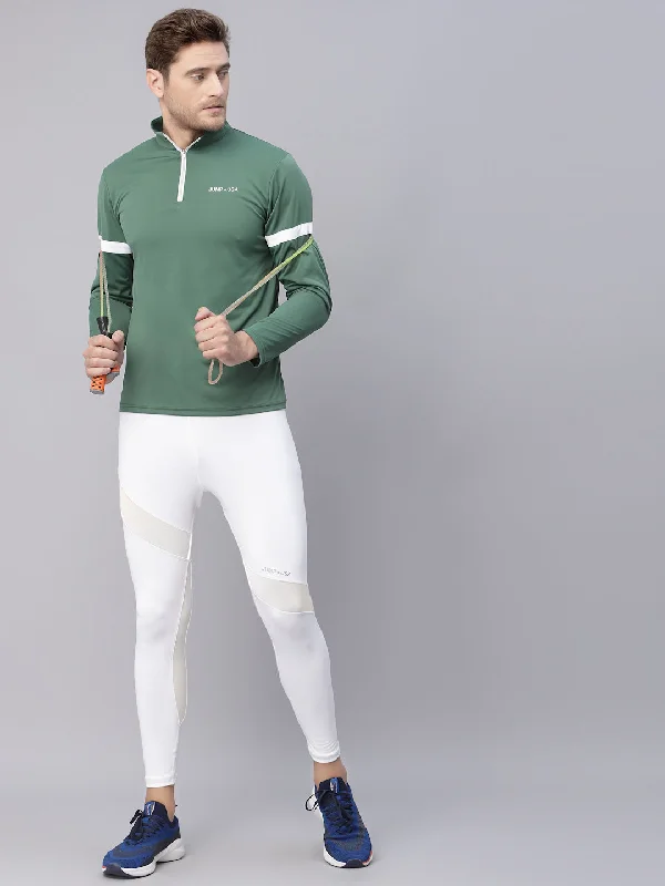 Dynamic Fashion JUMP USA Men's Green Solid Yoga Seamless High Neck T-Shirt